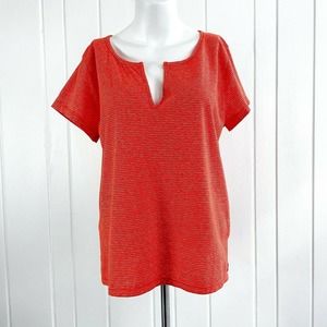 J CREW Orange Easy Split Neck Cap Sleeve T-Shirt